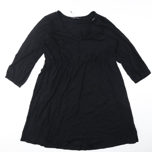 Marks and Spencer Womens Black Polyester Fit & Flare Size 12 V-Neck Pullover