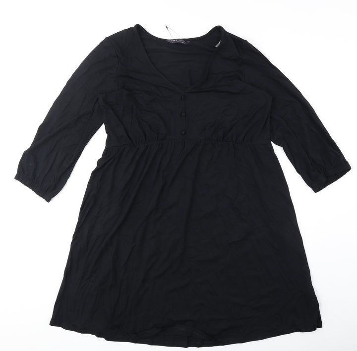 Marks and Spencer Womens Black Polyester Fit & Flare Size 12 V-Neck Pullover