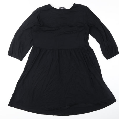 Marks and Spencer Womens Black Polyester Fit & Flare Size 12 V-Neck Pullover