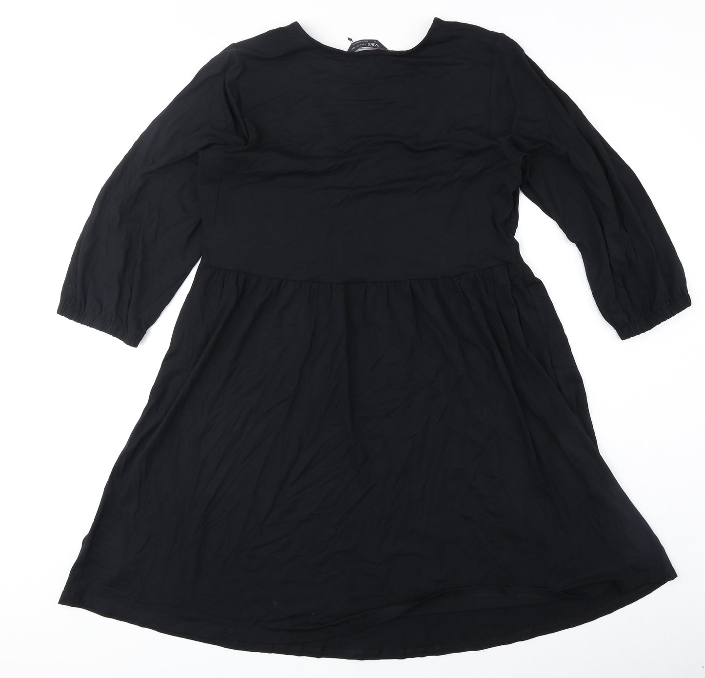Marks and Spencer Womens Black Polyester Fit & Flare Size 12 V-Neck Pullover