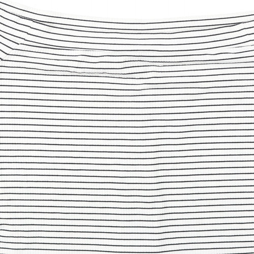 F&F Womens White Striped Polyester Cropped Blouse Size 22 Off the Shoulder - Bardot