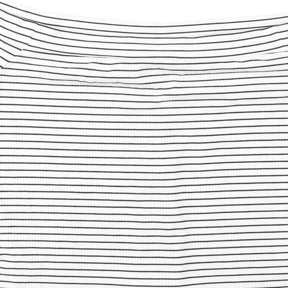 F&F Womens White Striped Polyester Cropped Blouse Size 22 Off the Shoulder - Bardot
