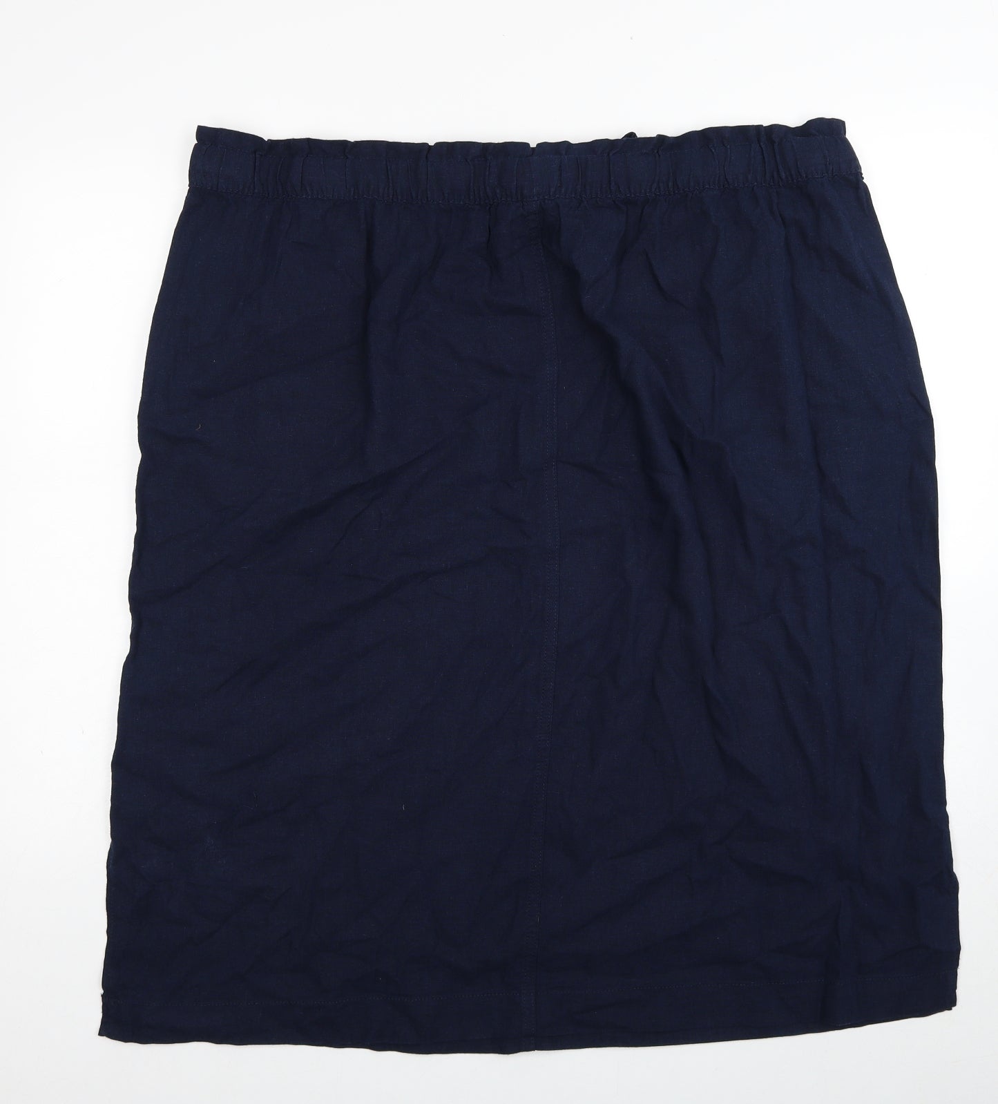 Marks and Spencer Womens Blue Linen A-Line Skirt Size 24 Drawstring