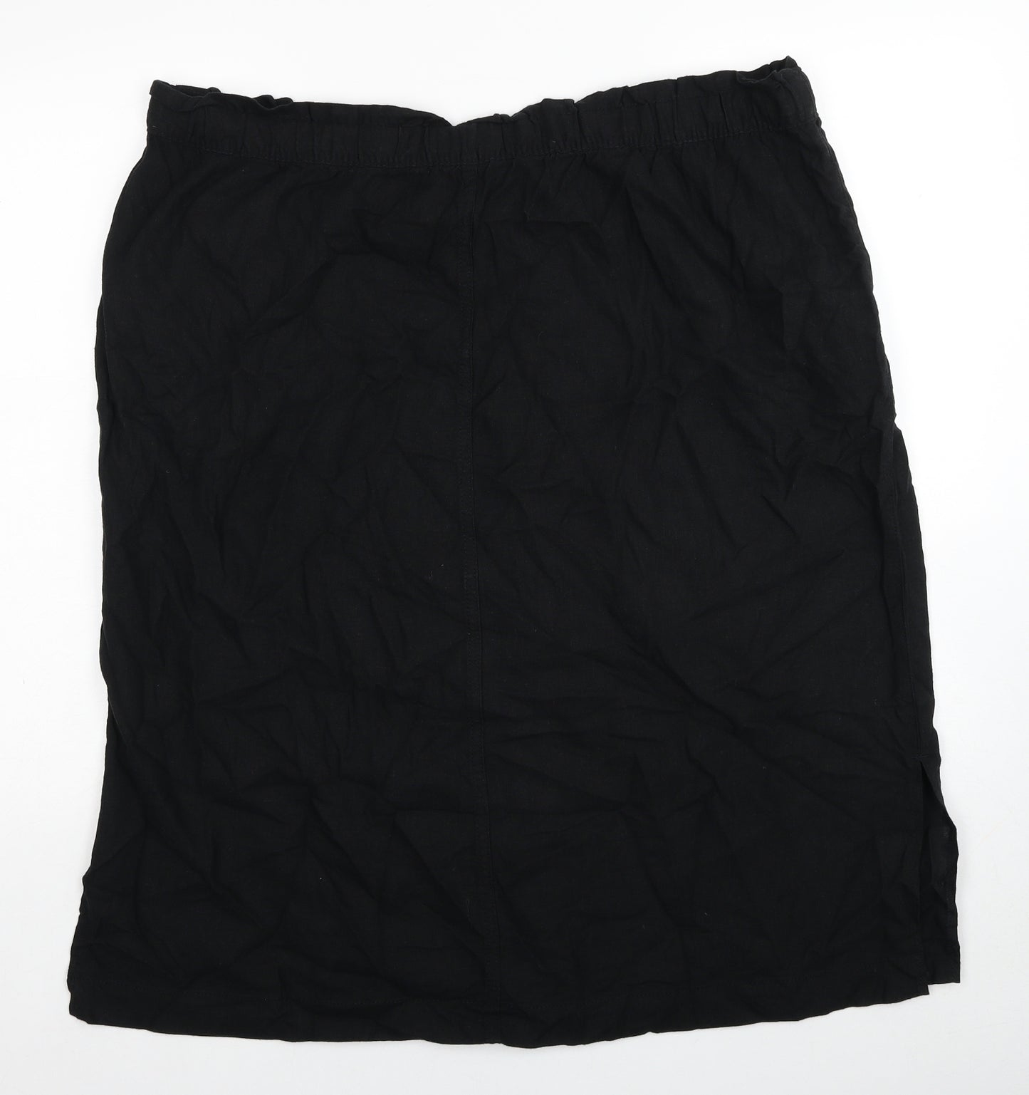 Marks and Spencer Womens Black Linen A-Line Skirt Size 22 Drawstring