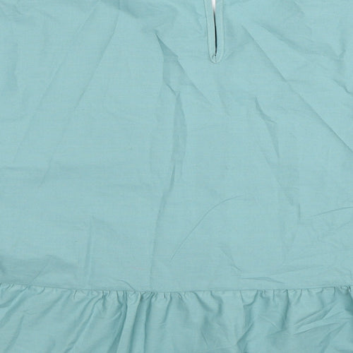 Marks and Spencer Womens Blue Cotton Basic Blouse Size 14 Round Neck