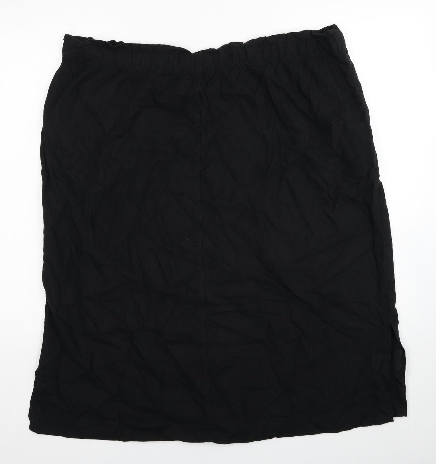 Marks and Spencer Womens Black Linen A-Line Skirt Size 24 Drawstring