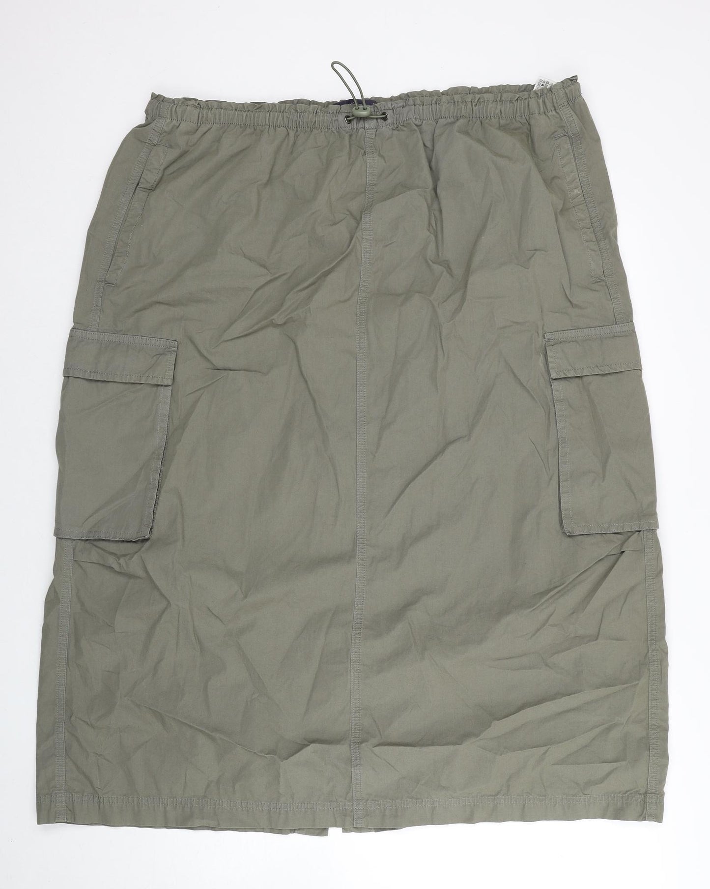 Marks and Spencer Womens Green Cotton Cargo Skirt Size 24 Drawstring
