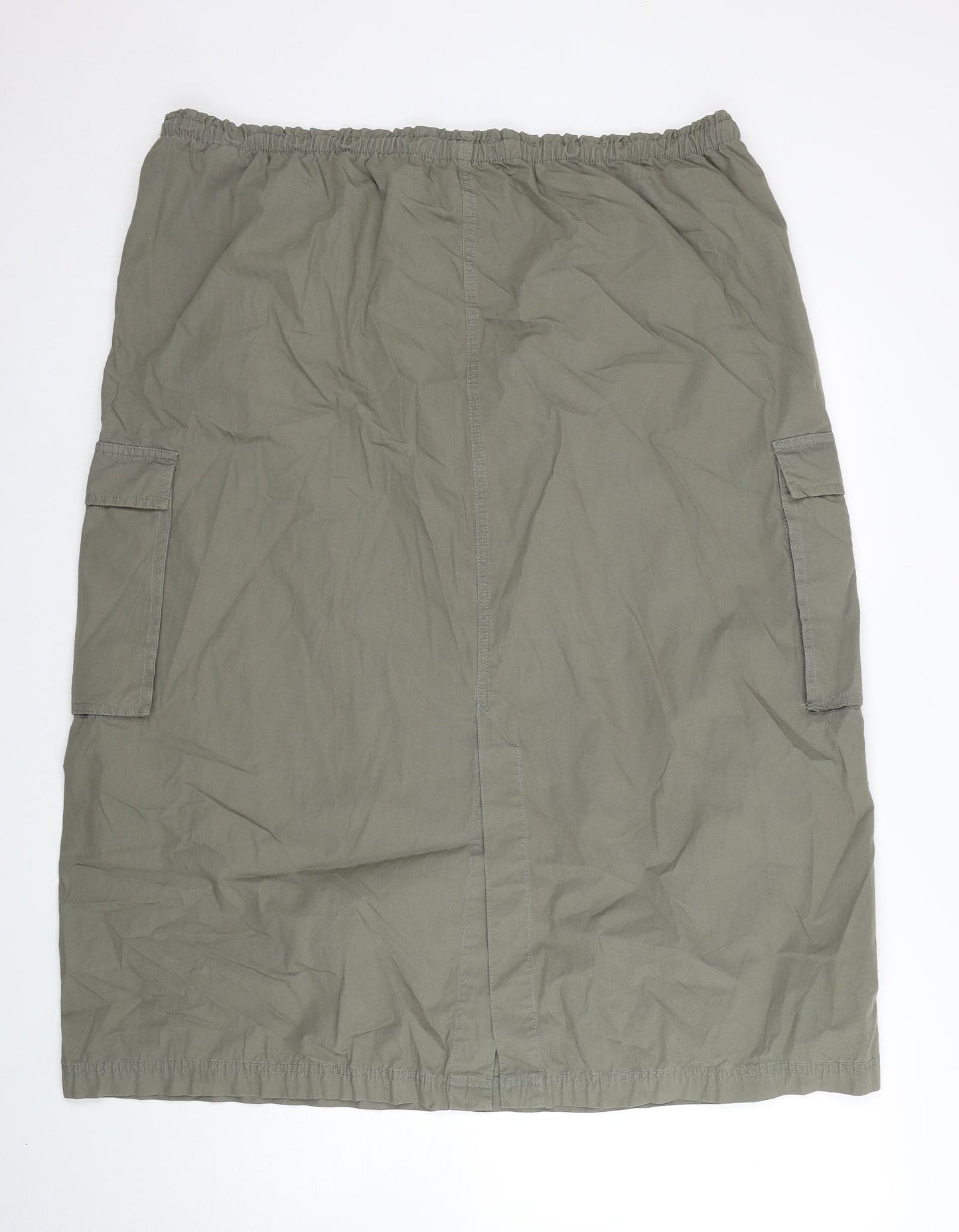 Marks and Spencer Womens Green Cotton Cargo Skirt Size 24 Drawstring