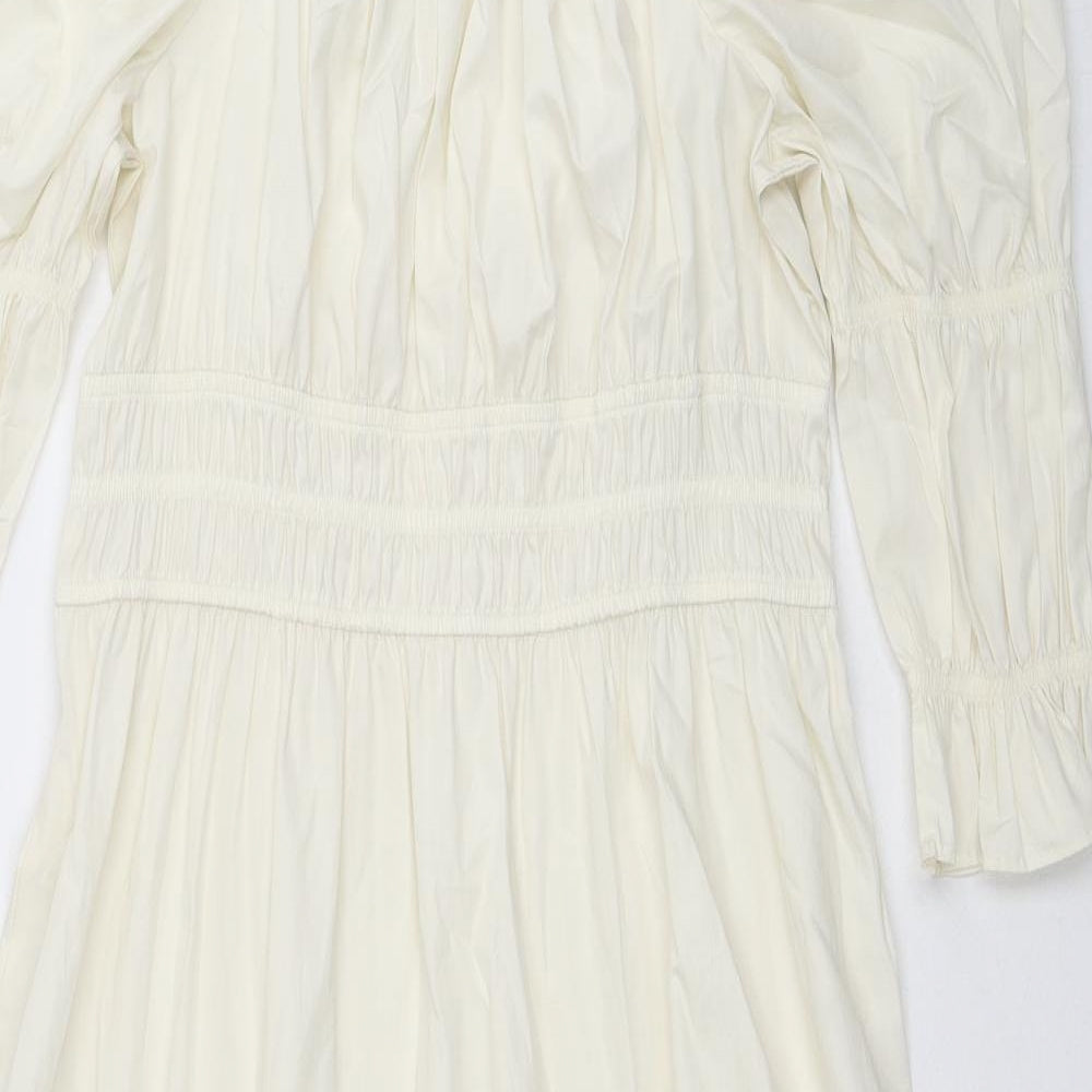 Marks and Spencer Womens Ivory Cotton Maxi Size 14 Square Neck Pullover