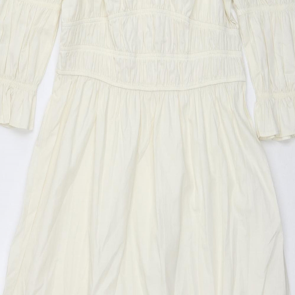 Marks and Spencer Womens Ivory Cotton Maxi Size 14 Square Neck Pullover
