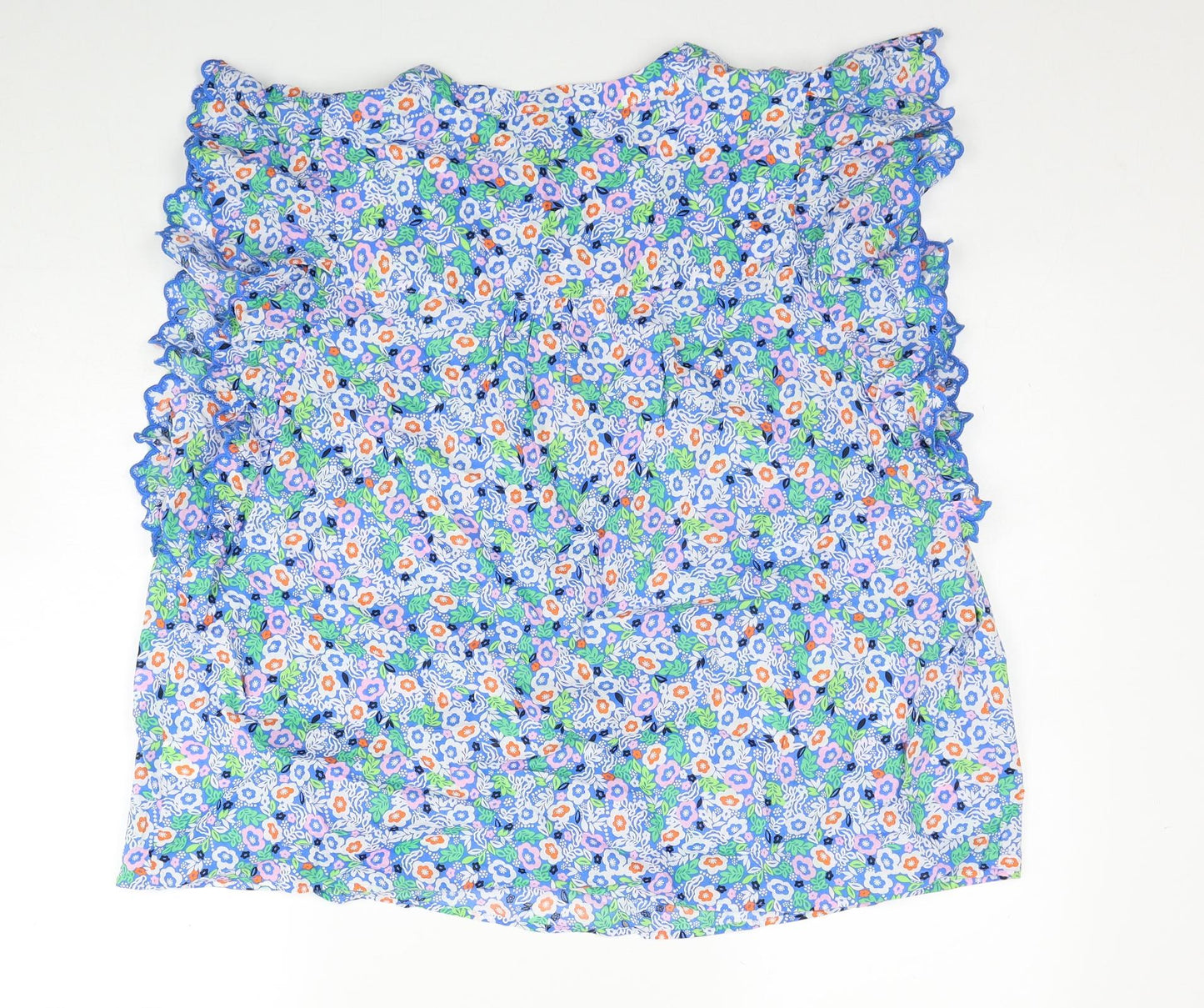 Marks and Spencer Womens Blue Geometric Cotton Basic Tank Size 20 V-Neck