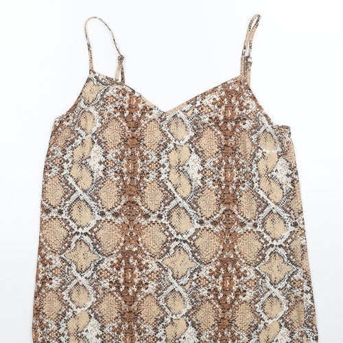 Marks and Spencer Womens Beige Animal Print Polyester Camisole Tank Size 6 V-Neck - Snakeskin Pattern