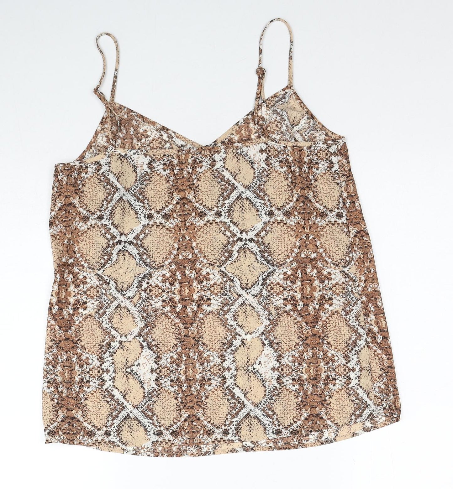 Marks and Spencer Womens Beige Animal Print Polyester Camisole Tank Size 6 V-Neck - Snakeskin Pattern
