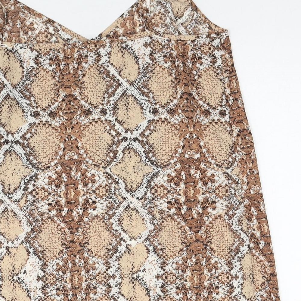 Marks and Spencer Womens Beige Animal Print Polyester Camisole Tank Size 6 V-Neck - Snakeskin Pattern