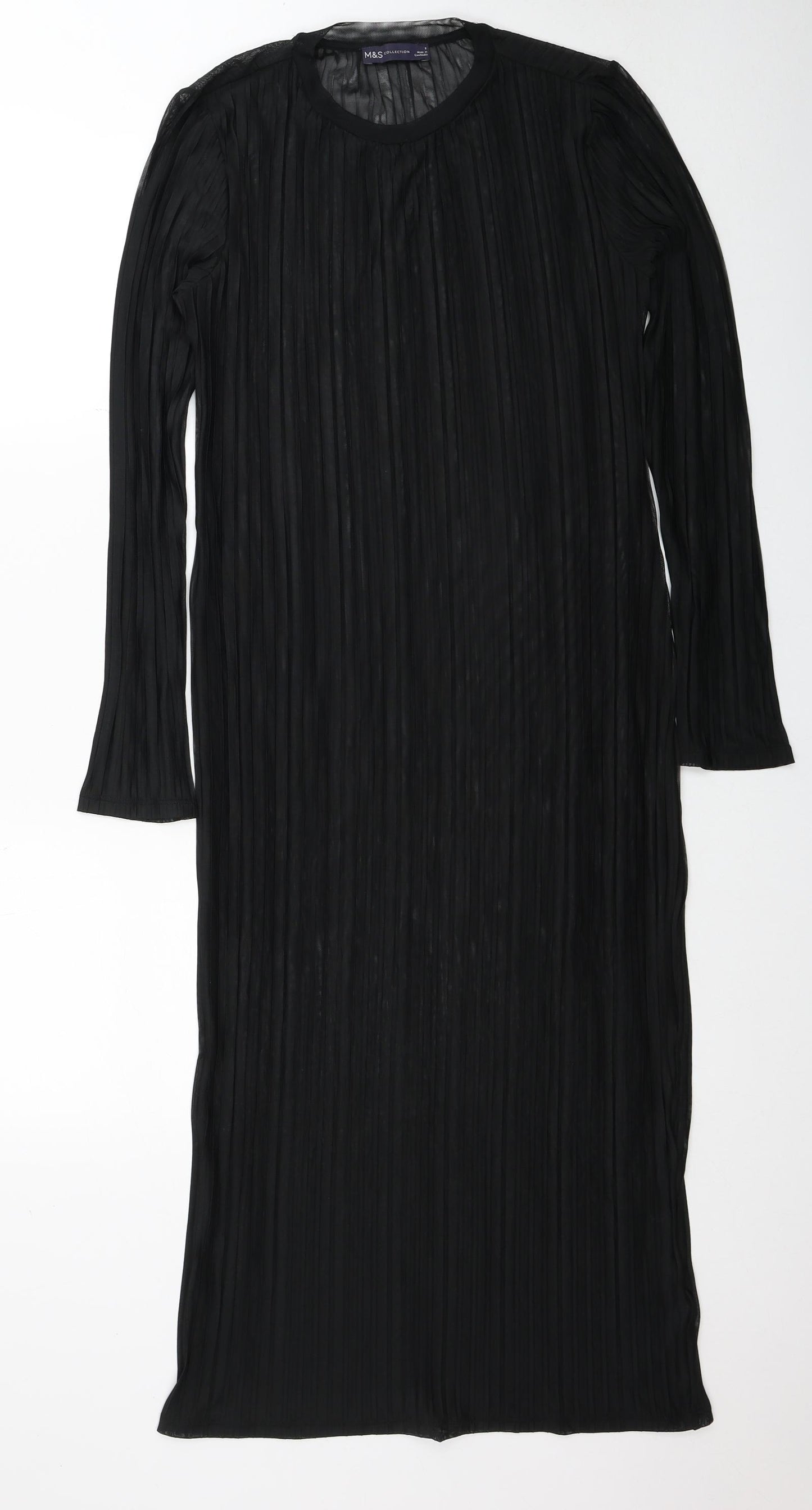 Marks and Spencer Womens Black Polyester Maxi Size 8 Round Neck Pullover