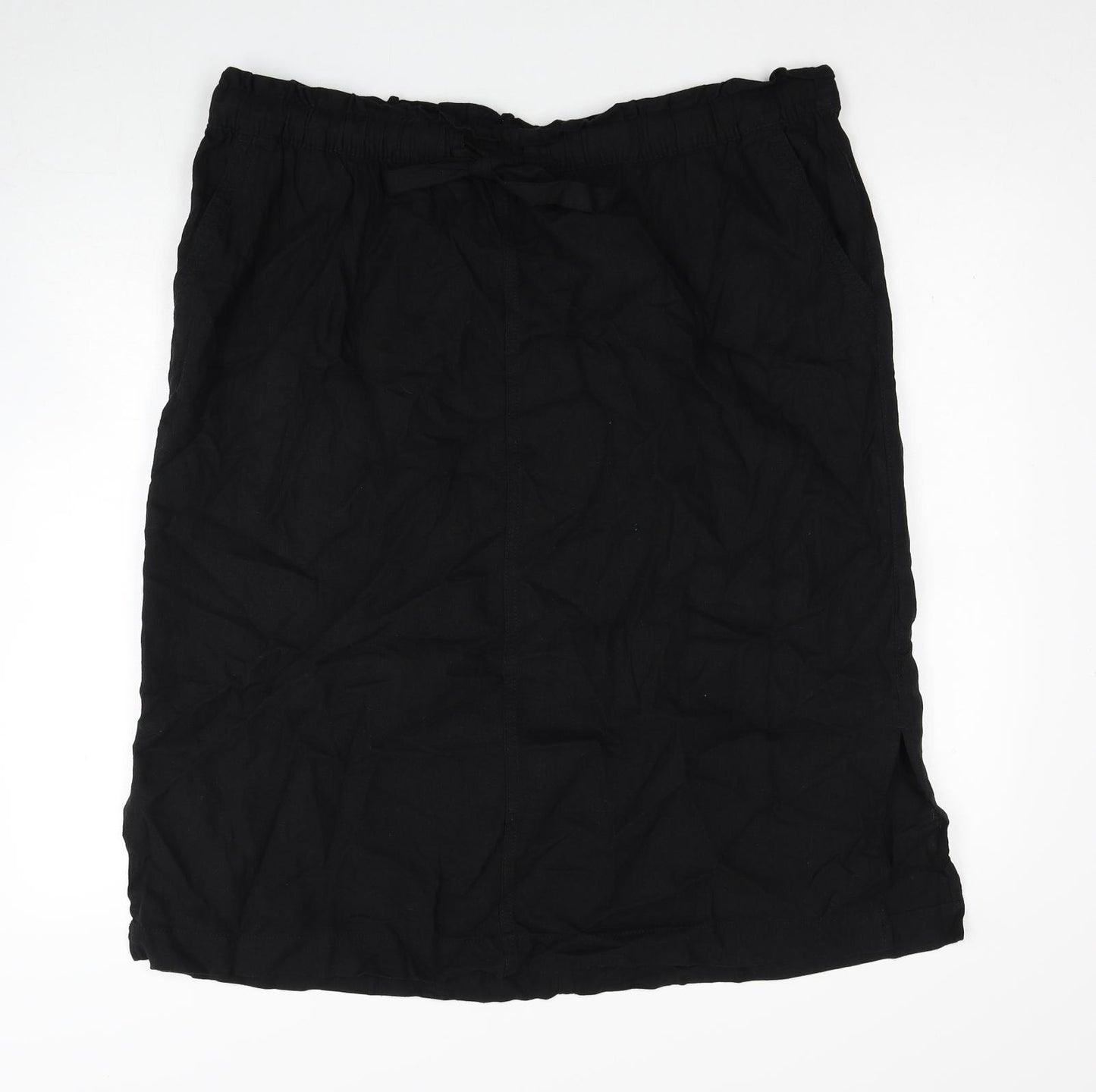 Marks and Spencer Womens Black Linen A-Line Skirt Size 24 Drawstring