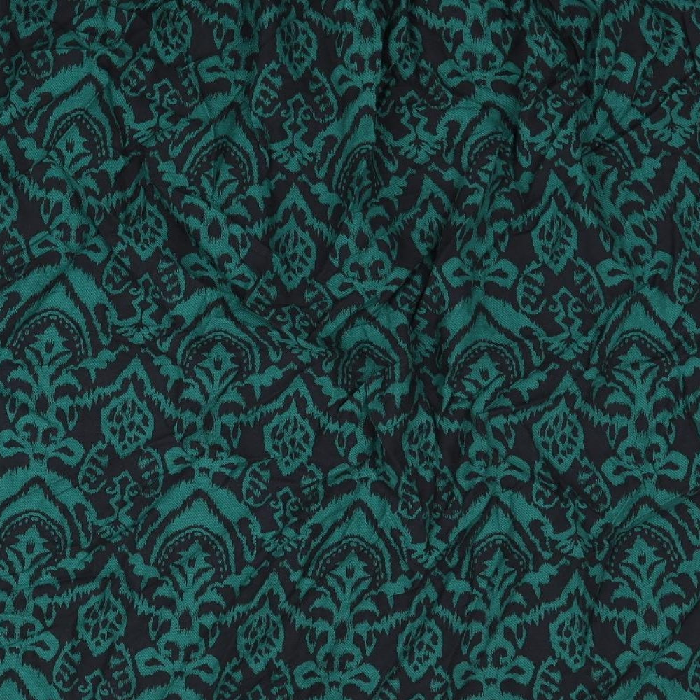 Marks and Spencer Womens Green Geometric Viscose Swing Skirt Size 24