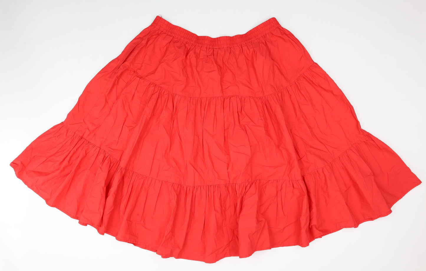 Marks and Spencer Womens Red Cotton Peasant Skirt Size 20 Button