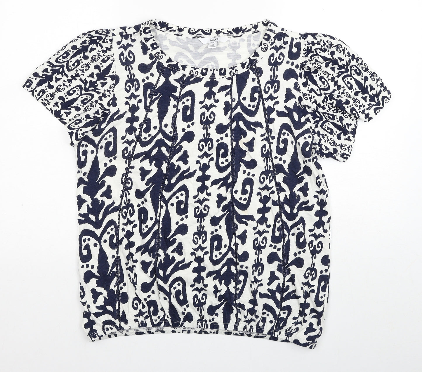 NEXT Womens Multicoloured Geometric Cotton Basic T-Shirt Size 16 Round Neck