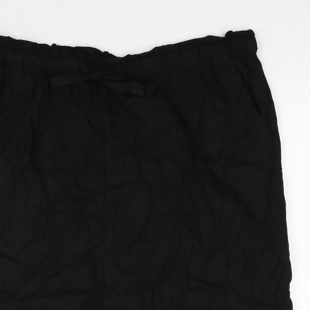 Marks and Spencer Womens Black Linen A-Line Skirt Size 20