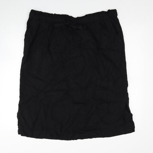 Marks and Spencer Womens Black Linen A-Line Skirt Size 24 Drawstring