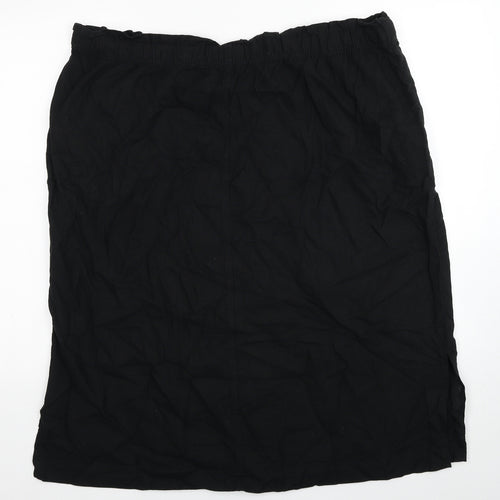 Marks and Spencer Womens Black Linen A-Line Skirt Size 24 Drawstring
