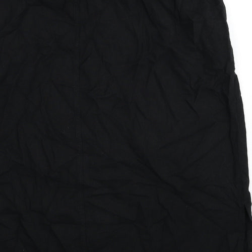 Marks and Spencer Womens Black Linen A-Line Skirt Size 24 Drawstring