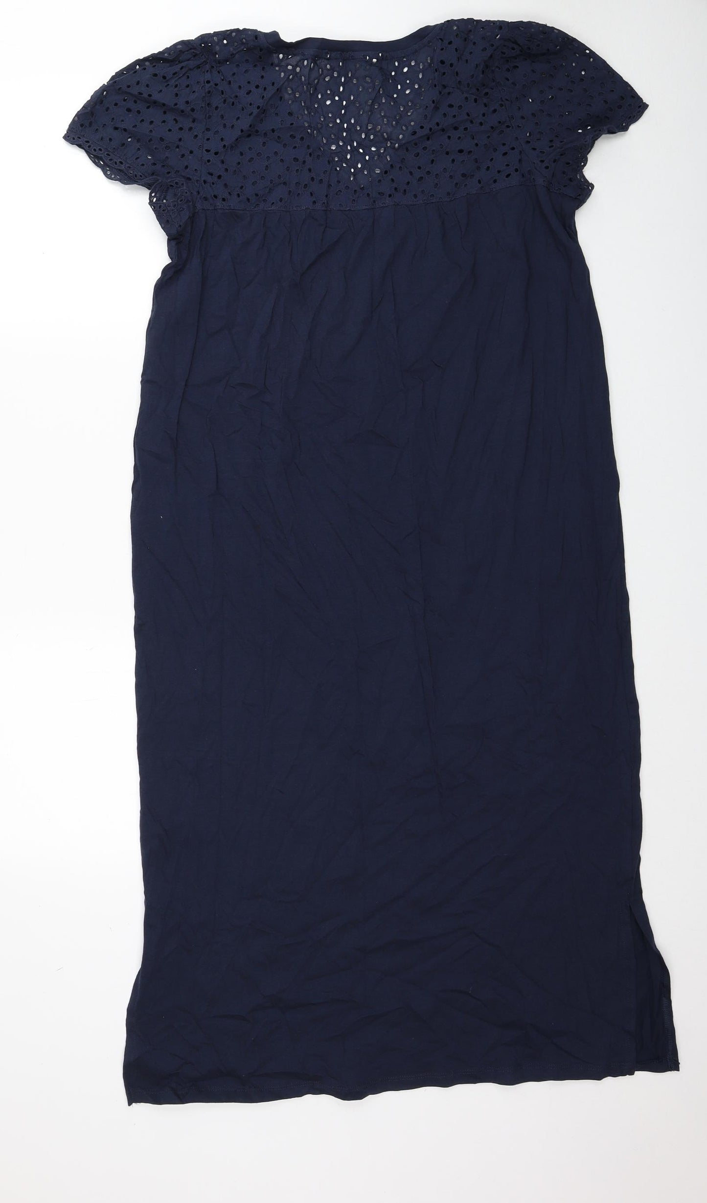 Marks and Spencer Womens Blue Cotton A-Line Size 12 V-Neck Pullover