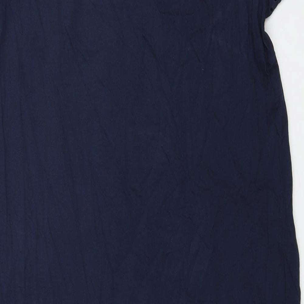 Marks and Spencer Womens Blue Cotton A-Line Size 12 V-Neck Pullover