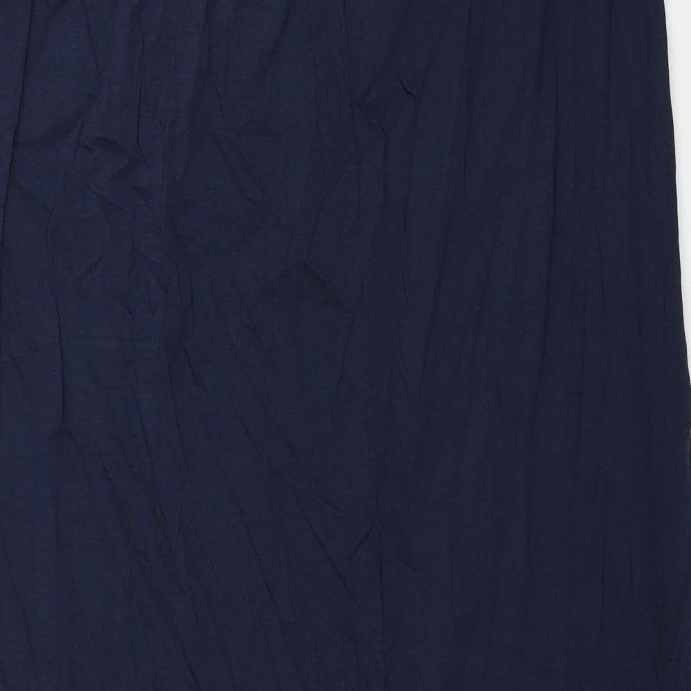 Marks and Spencer Womens Blue Cotton A-Line Size 12 V-Neck Pullover