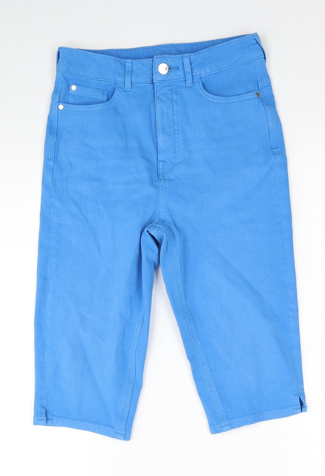 Marks and Spencer Womens Blue Cotton Straight Jeans Size 8 Regular Zip
