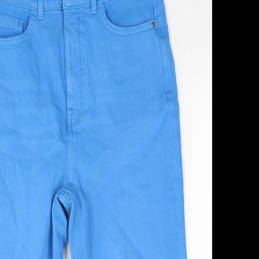 Marks and Spencer Womens Blue Cotton Straight Jeans Size 8 Regular Zip