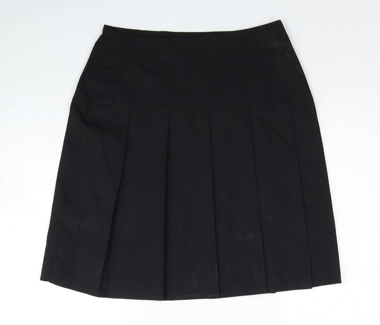 Marks and Spencer Girls Black Polyester Pleated Skirt Size 13-14 Years Regular Zip