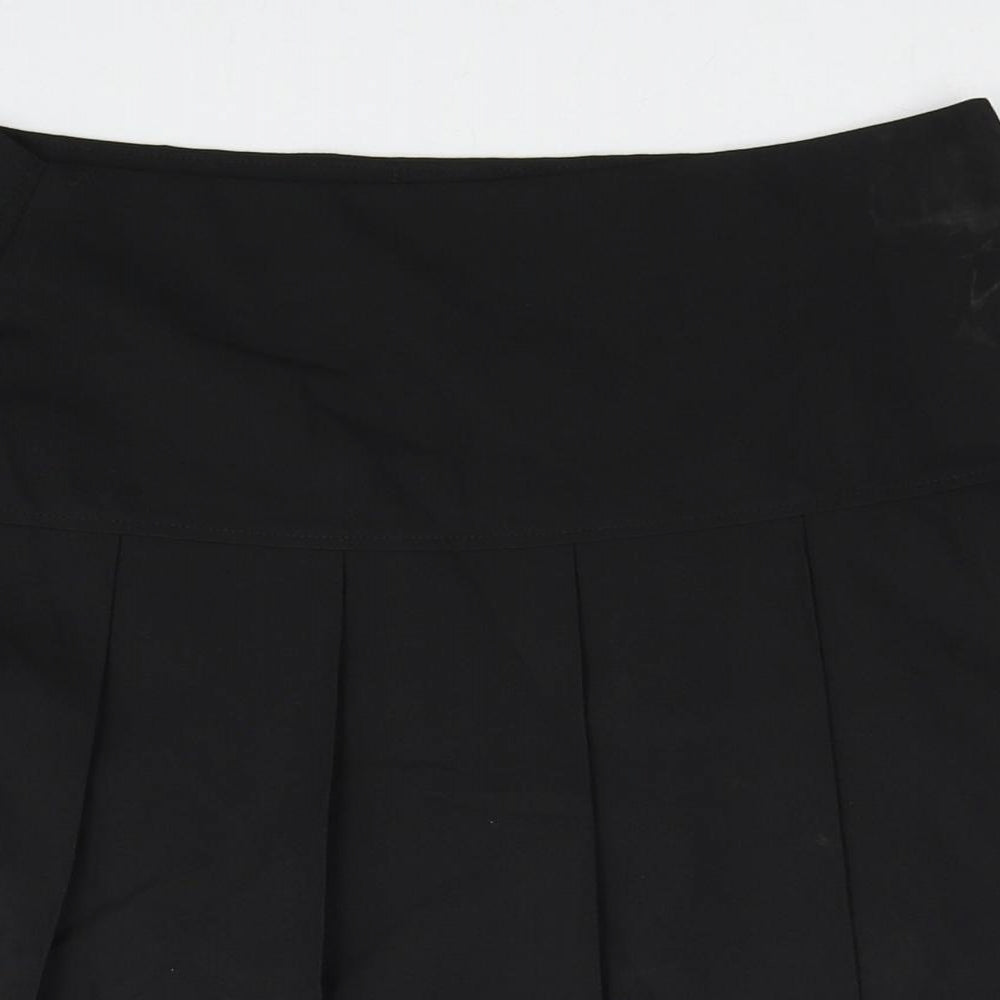 Marks and Spencer Girls Black Polyester Pleated Skirt Size 13-14 Years Regular Zip