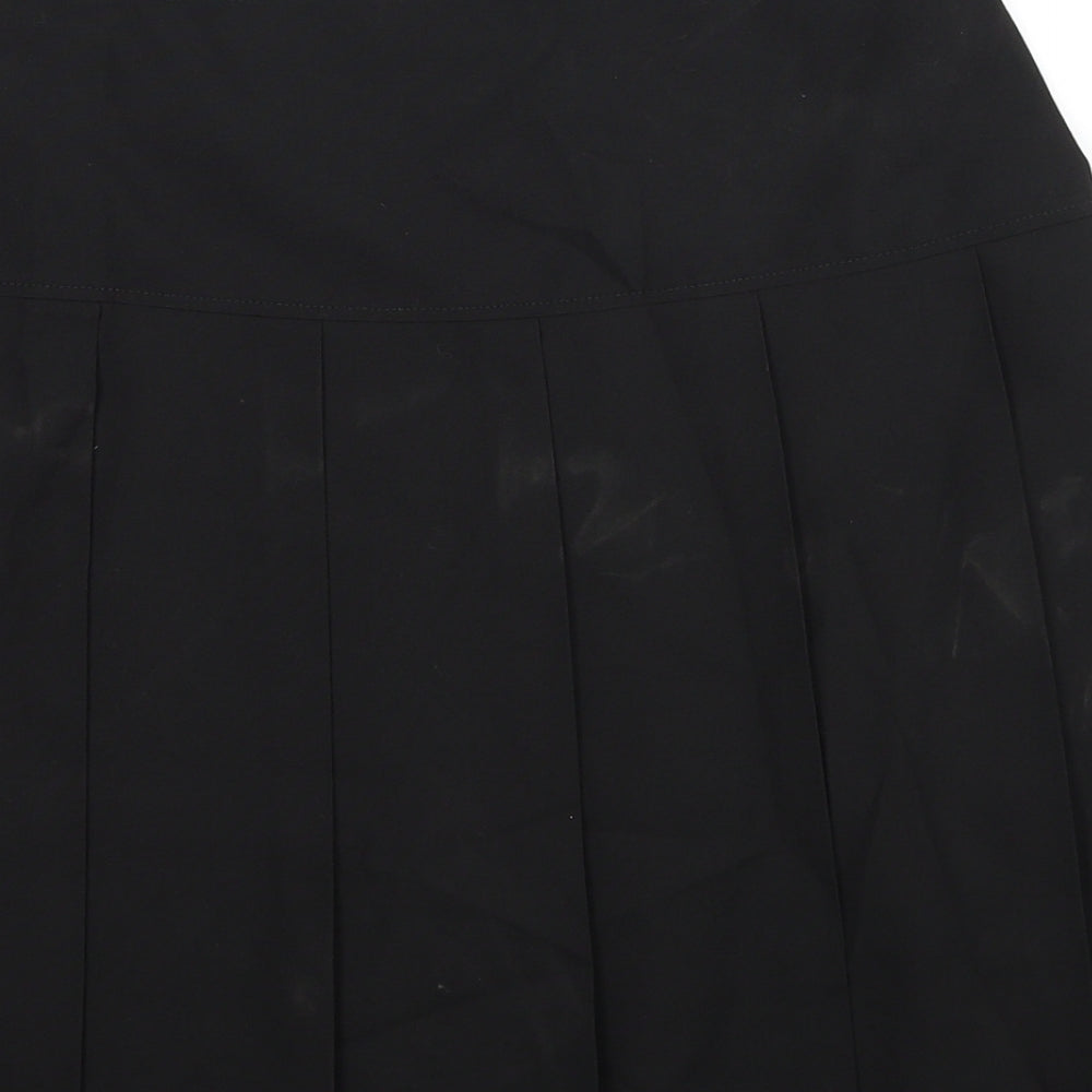 Marks and Spencer Girls Black Polyester Pleated Skirt Size 13-14 Years Regular Zip