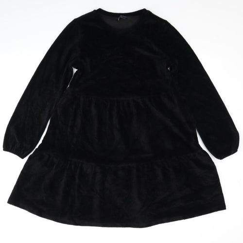 Marks and Spencer Womens Black Cotton Fit & Flare Size 8 Round Neck Pullover