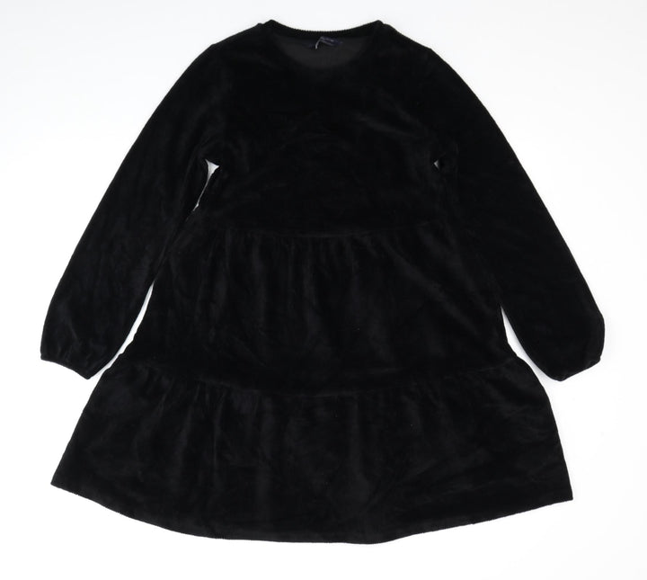 Marks and Spencer Womens Black Cotton Fit & Flare Size 8 Round Neck Pullover