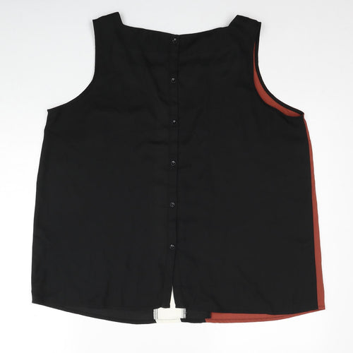 TU Womens Black Geometric Polyester Basic Tank Size 20 Square Neck
