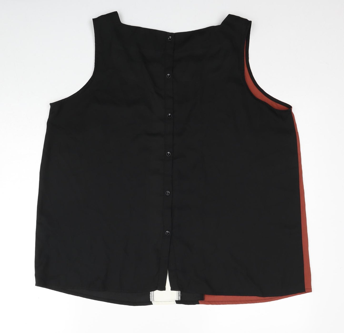 TU Womens Black Geometric Polyester Basic Tank Size 20 Square Neck