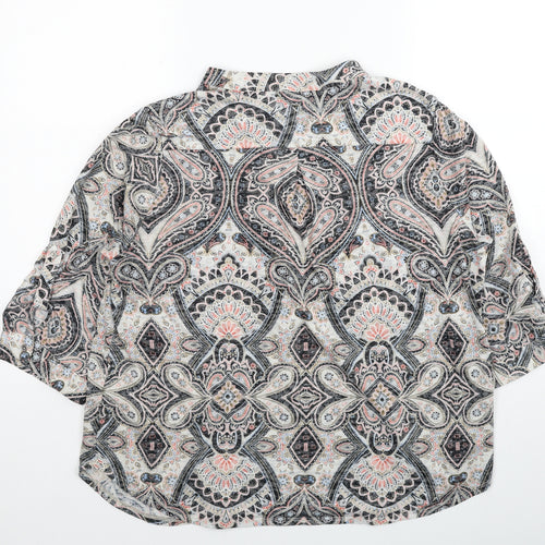 Wallis Womens Multicoloured Geometric Polyester Basic Blouse Size L V-Neck