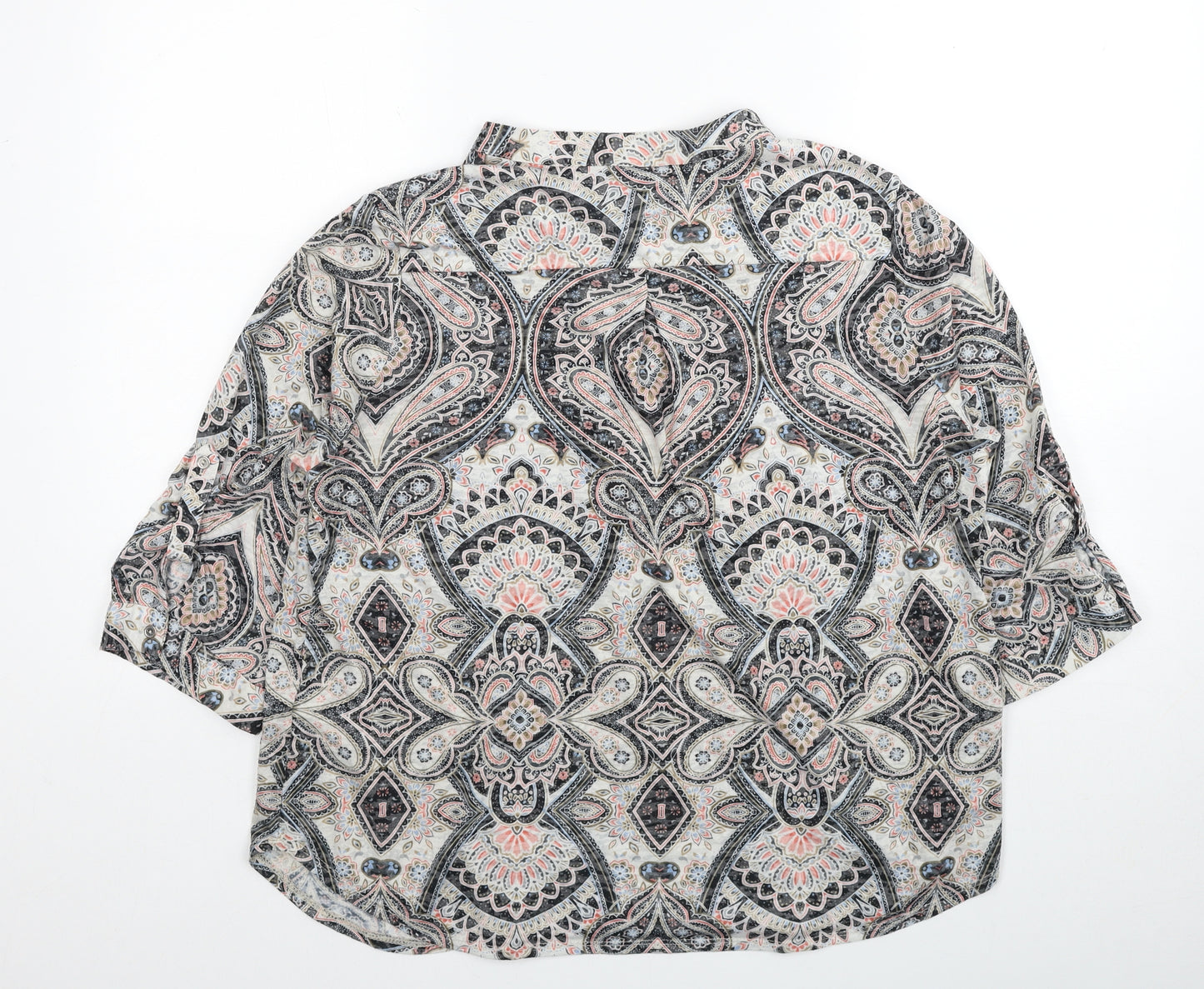 Wallis Womens Multicoloured Geometric Polyester Basic Blouse Size L V-Neck