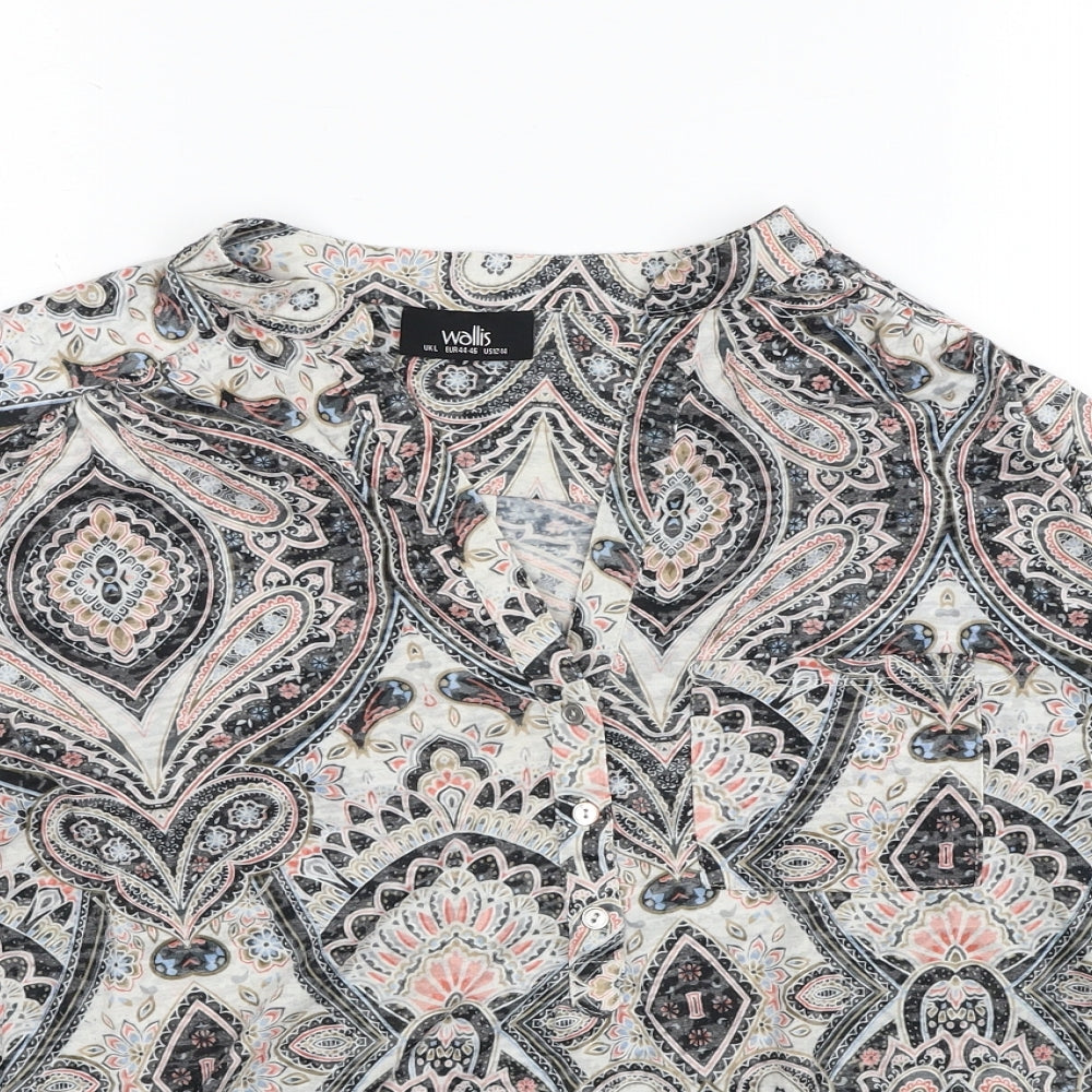 Wallis Womens Multicoloured Geometric Polyester Basic Blouse Size L V-Neck
