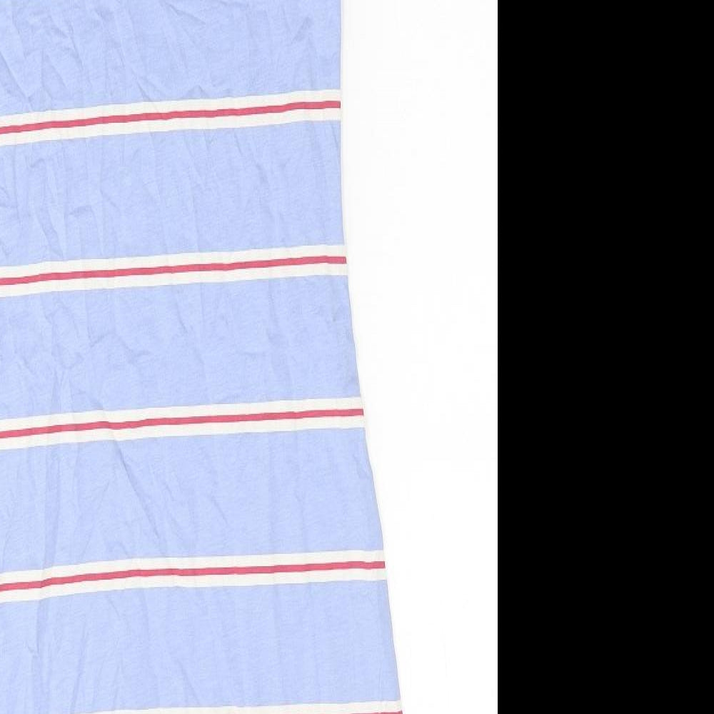 Marks and Spencer Womens Blue Striped Cotton Tank Dress Size S Scoop Neck Pullover