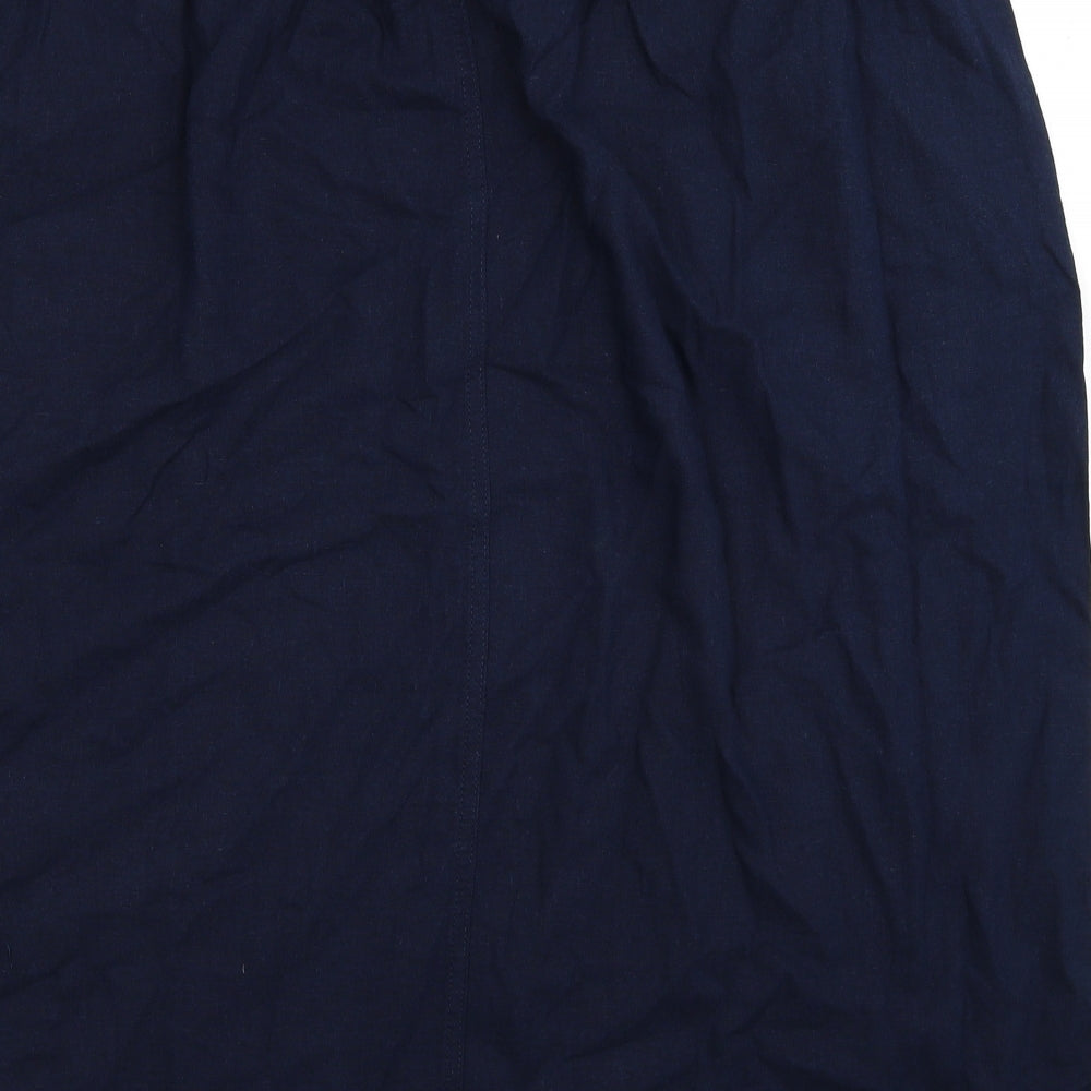 Marks and Spencer Womens Blue Linen A-Line Skirt Size 24 Drawstring