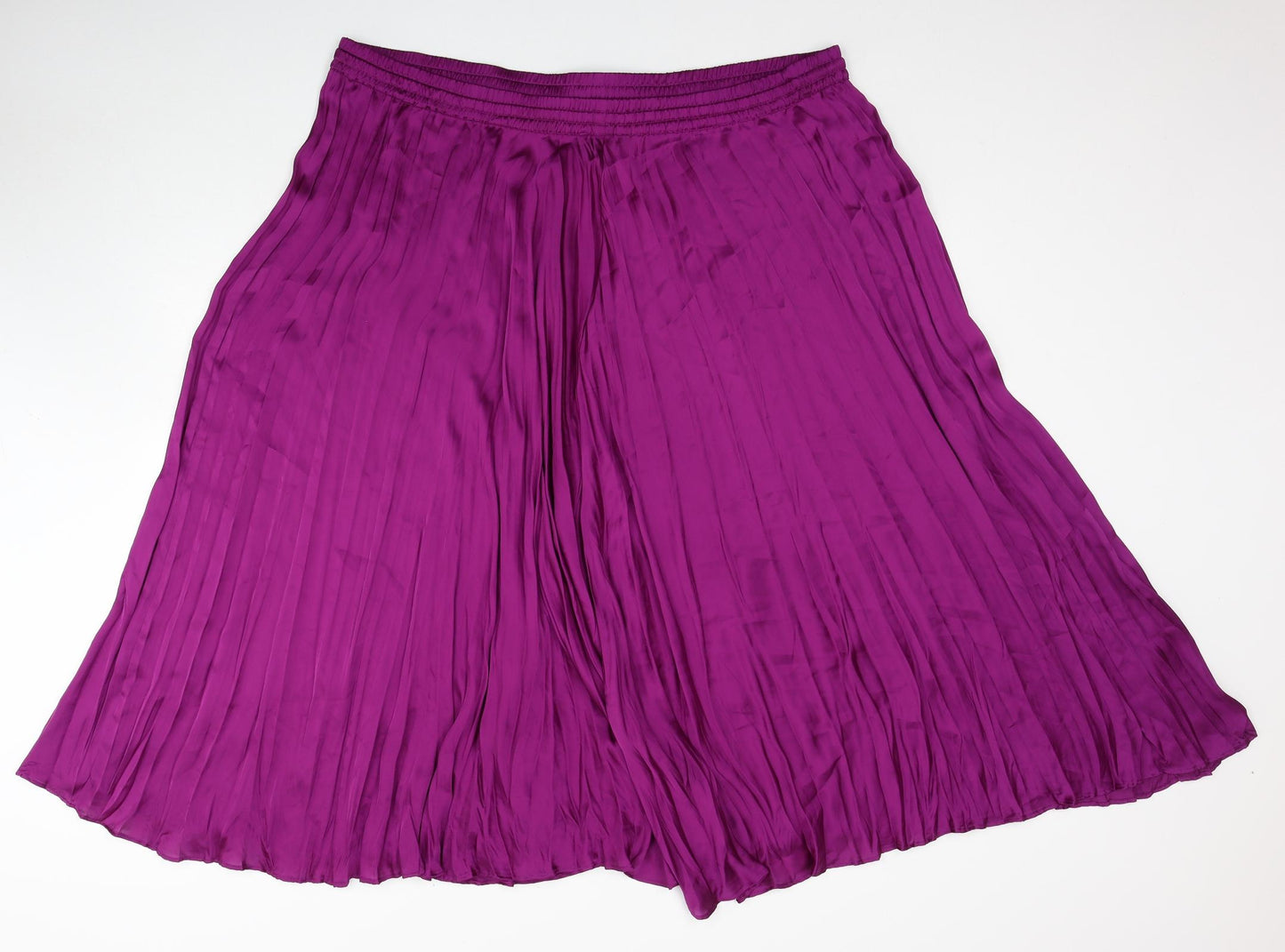 Marks and Spencer Womens Purple Polyester Pleated Skirt Size 24 Drawstring