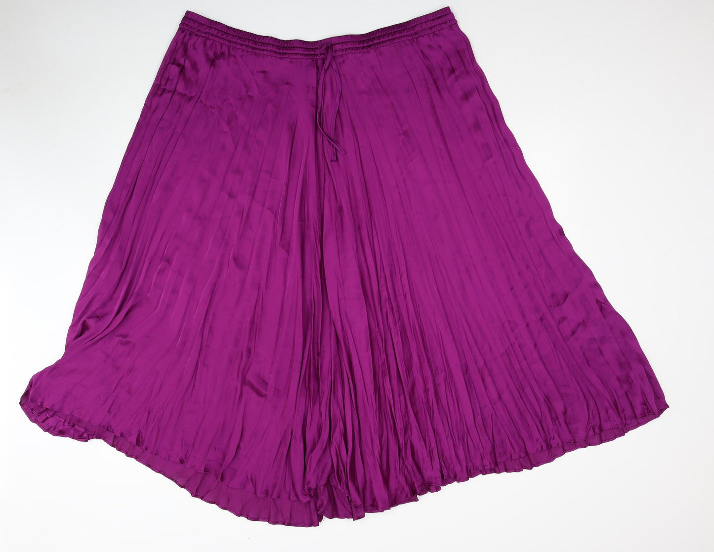 Marks and Spencer Womens Purple Polyester Pleated Skirt Size 24 Drawstring