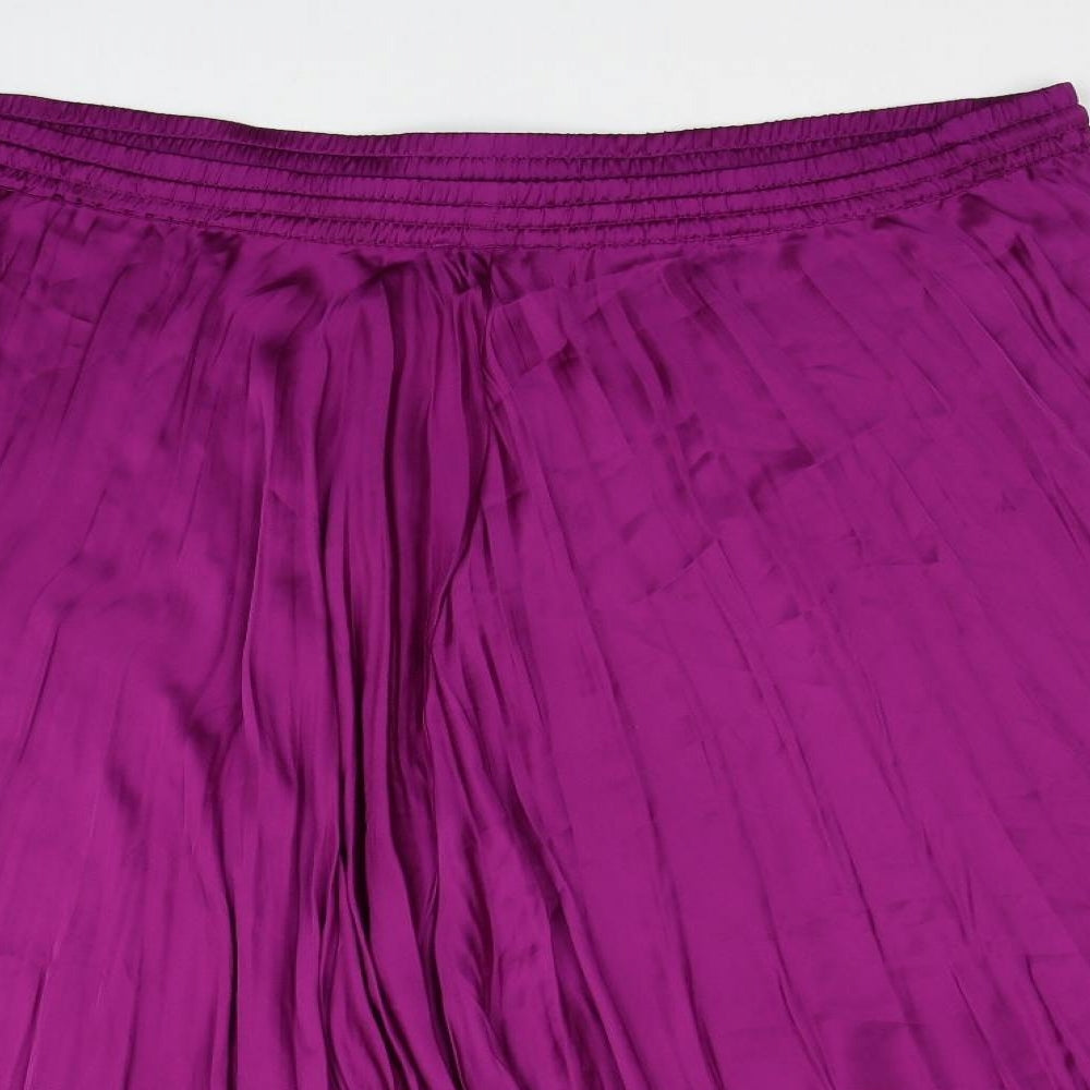 Marks and Spencer Womens Purple Polyester Pleated Skirt Size 24 Drawstring