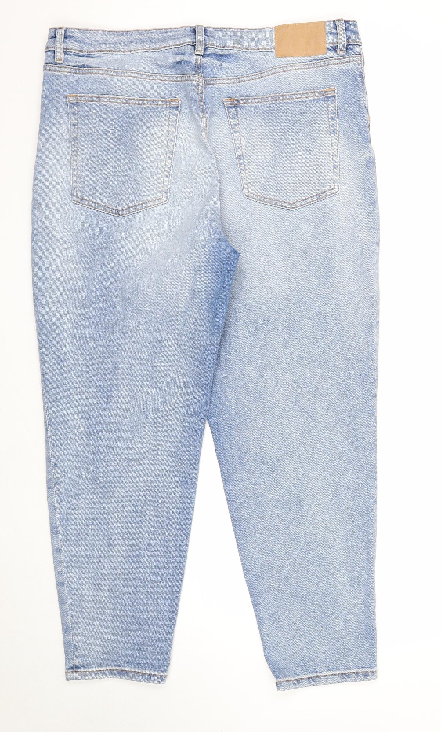 H&M Womens Blue Cotton Mom Jeans Size 20 Regular Zip