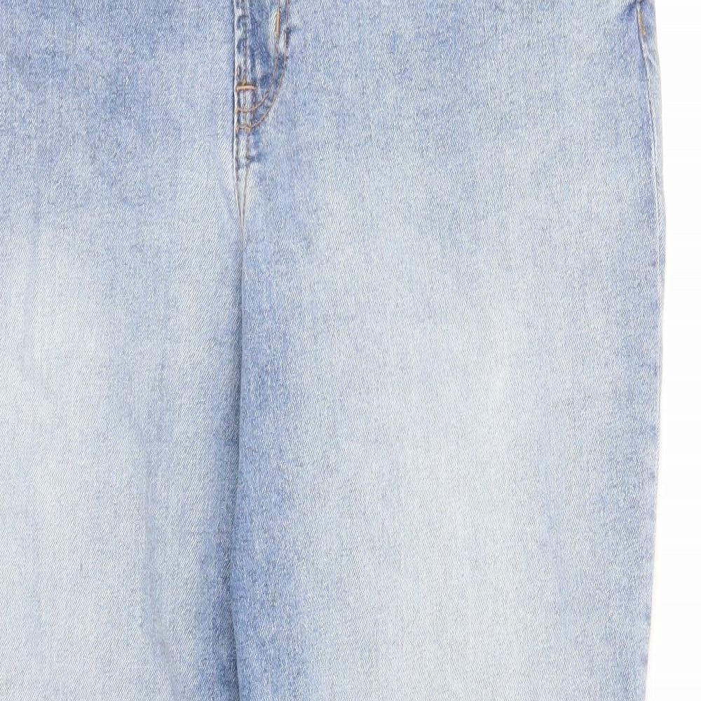 H&M Womens Blue Cotton Mom Jeans Size 20 Regular Zip