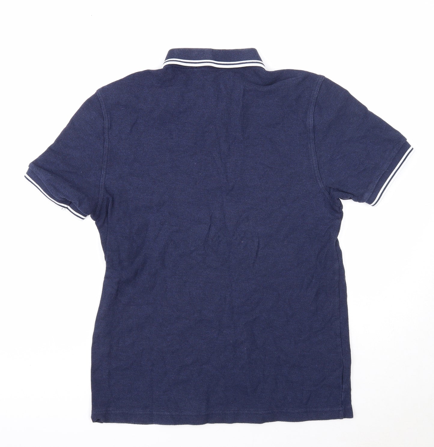 Fred Perry Mens Blue Colourblock Cotton Polo Size M Collared Button